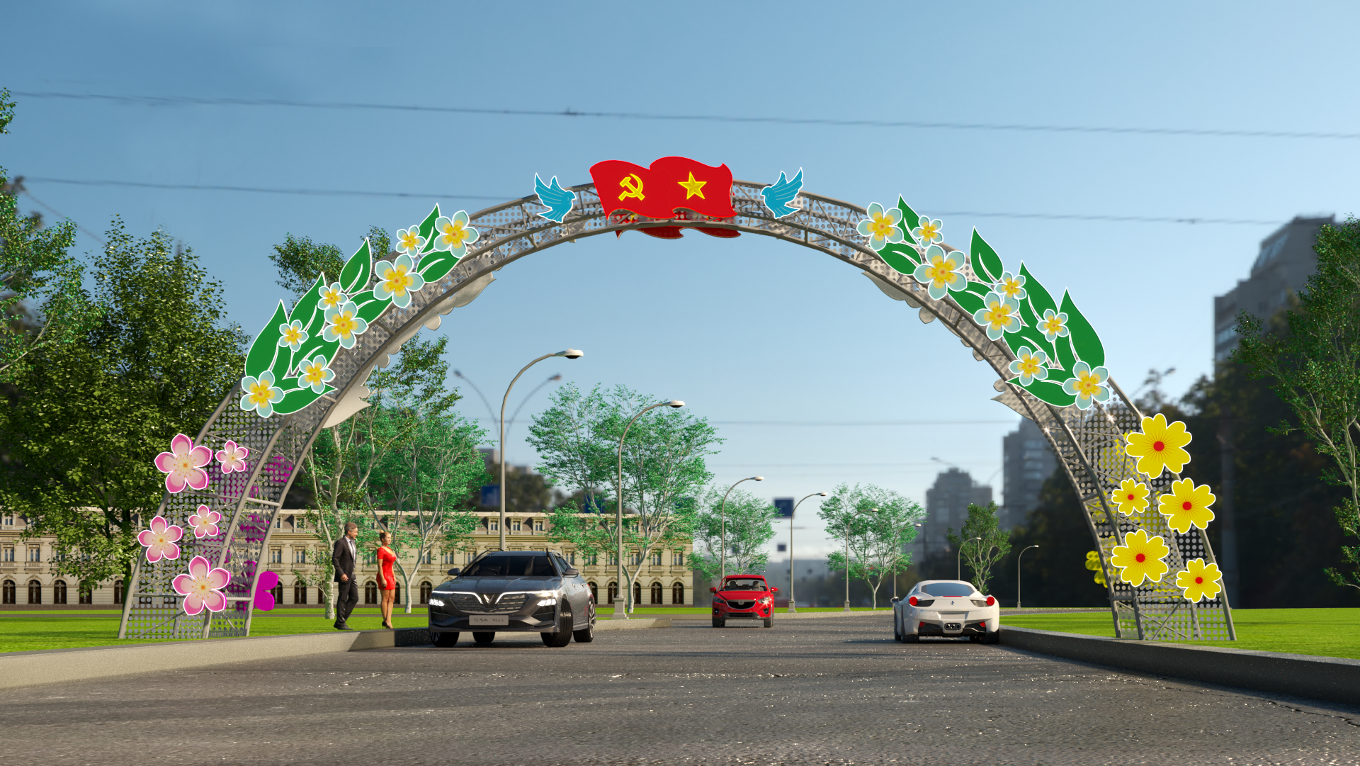 thiết kế cổng chào tết