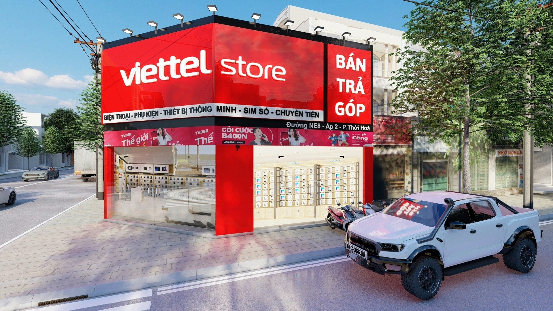 thiết kế viettel store chi nhánh mỹ phước