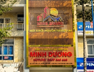 MẶT DỰNG LAM NHÔM CHỮ INOX BẤT ĐỘNG SẢN MINH DƯƠNG
